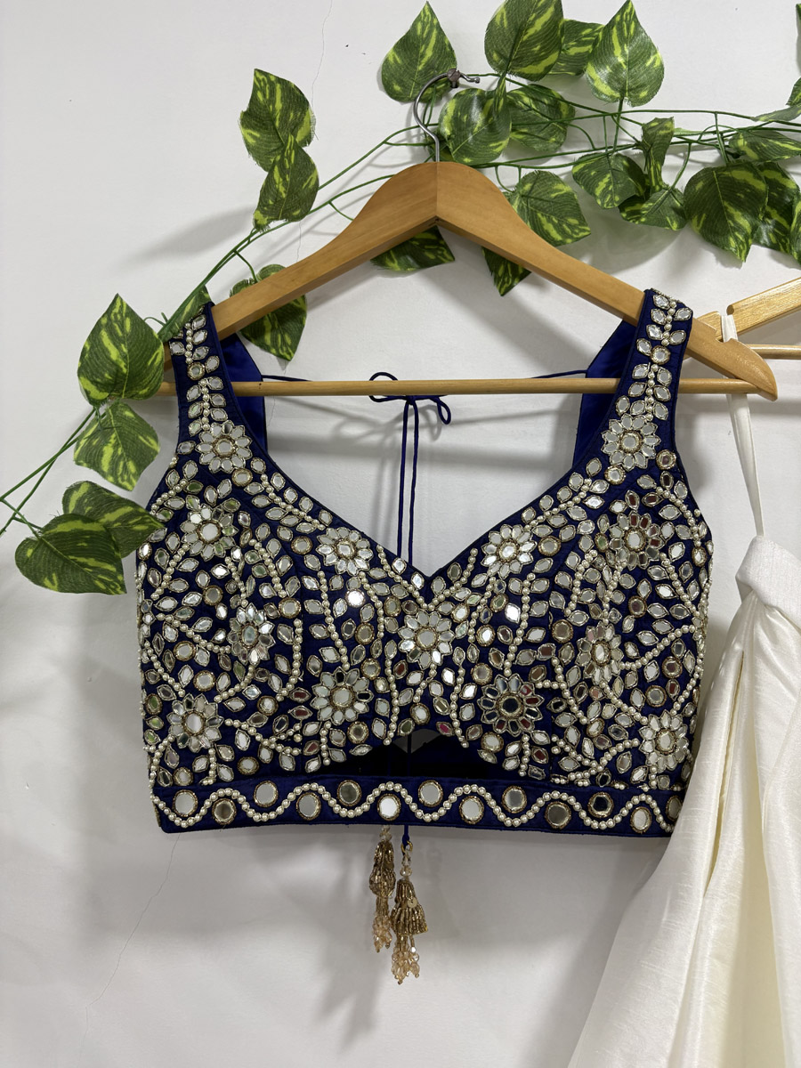 Ivory and Blue Lehenga Set With Hand-Painted Dupatta Lehengas 2 Ivory and Blue Lehenga Set With Hand-Painted Dupatta Lehengas 2
