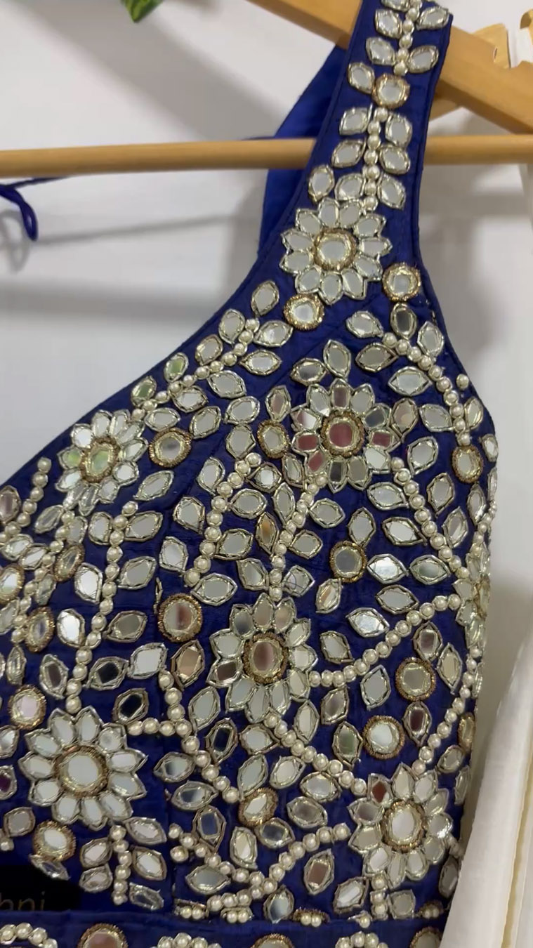 Ivory and Blue Lehenga Set With Hand-Painted Dupatta Lehengas 3 Ivory and Blue Lehenga Set With Hand-Painted Dupatta Lehengas 3