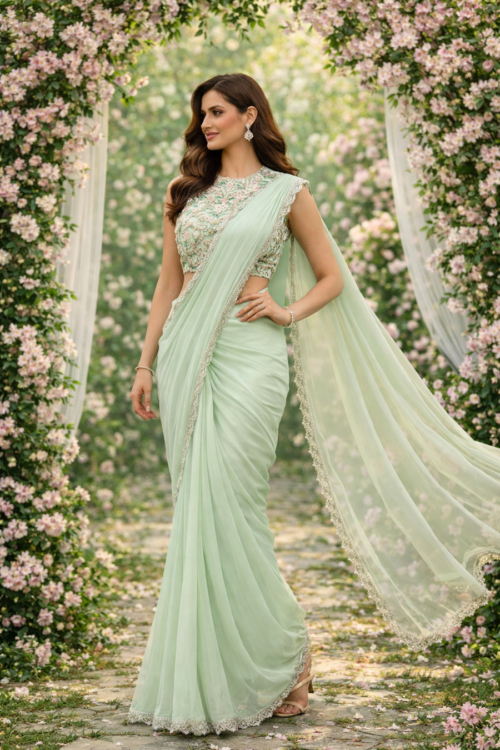 Mint Pre-Stitched Saree Sarees Mint Pre-Stitched Saree Sarees
