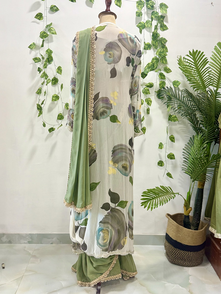 Sage Green and Ivory Jacket Saree Sarees 4 Sage Green and Ivory Jacket Saree Sarees 4