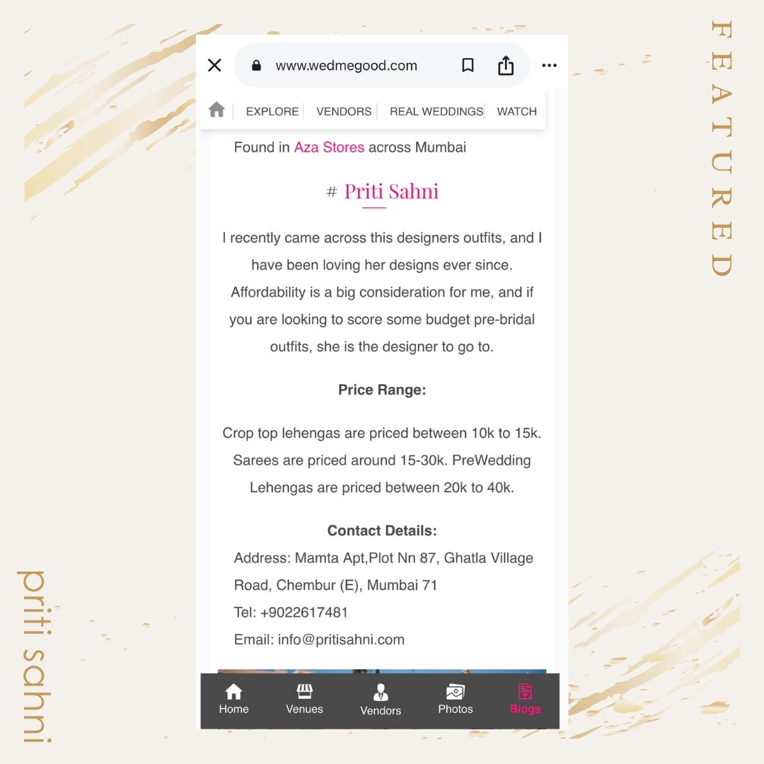 Featured in Media - Priti Sahni Designs - 3